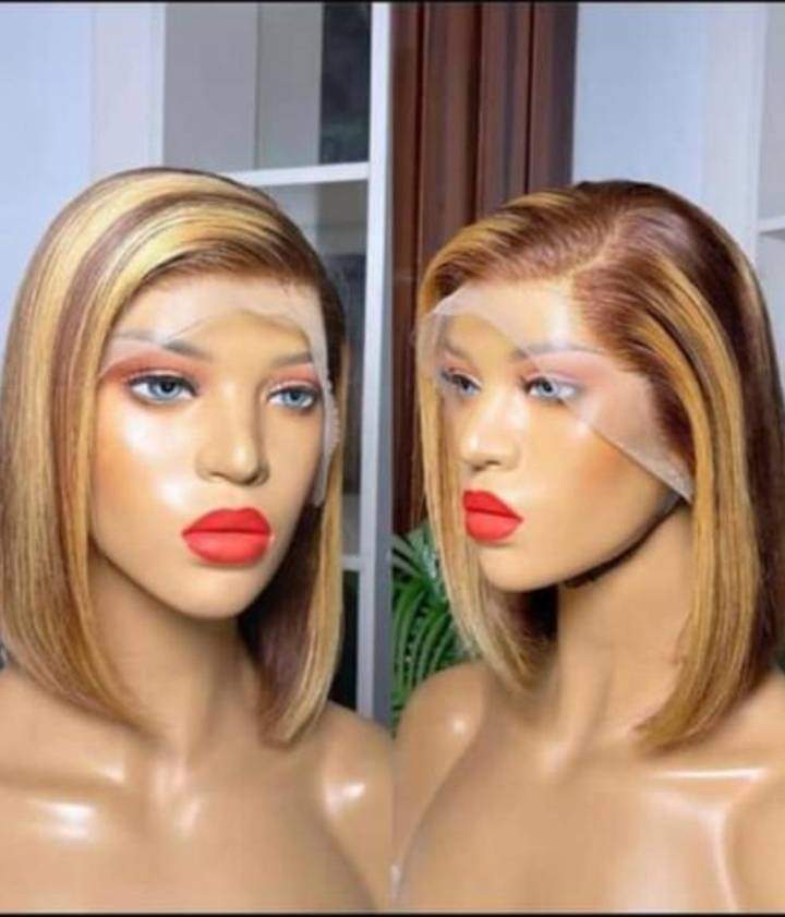 12 inch Piano lace frontal wig, Virgin Hair.