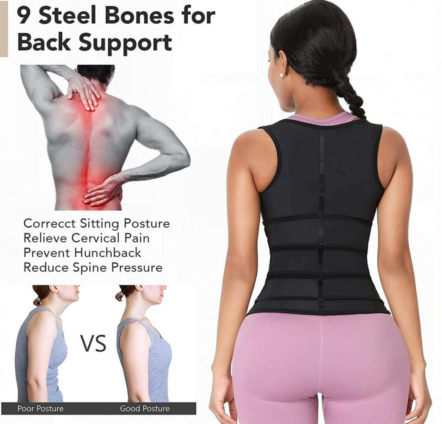 Zipper Front Shape Wear 2 Strap
